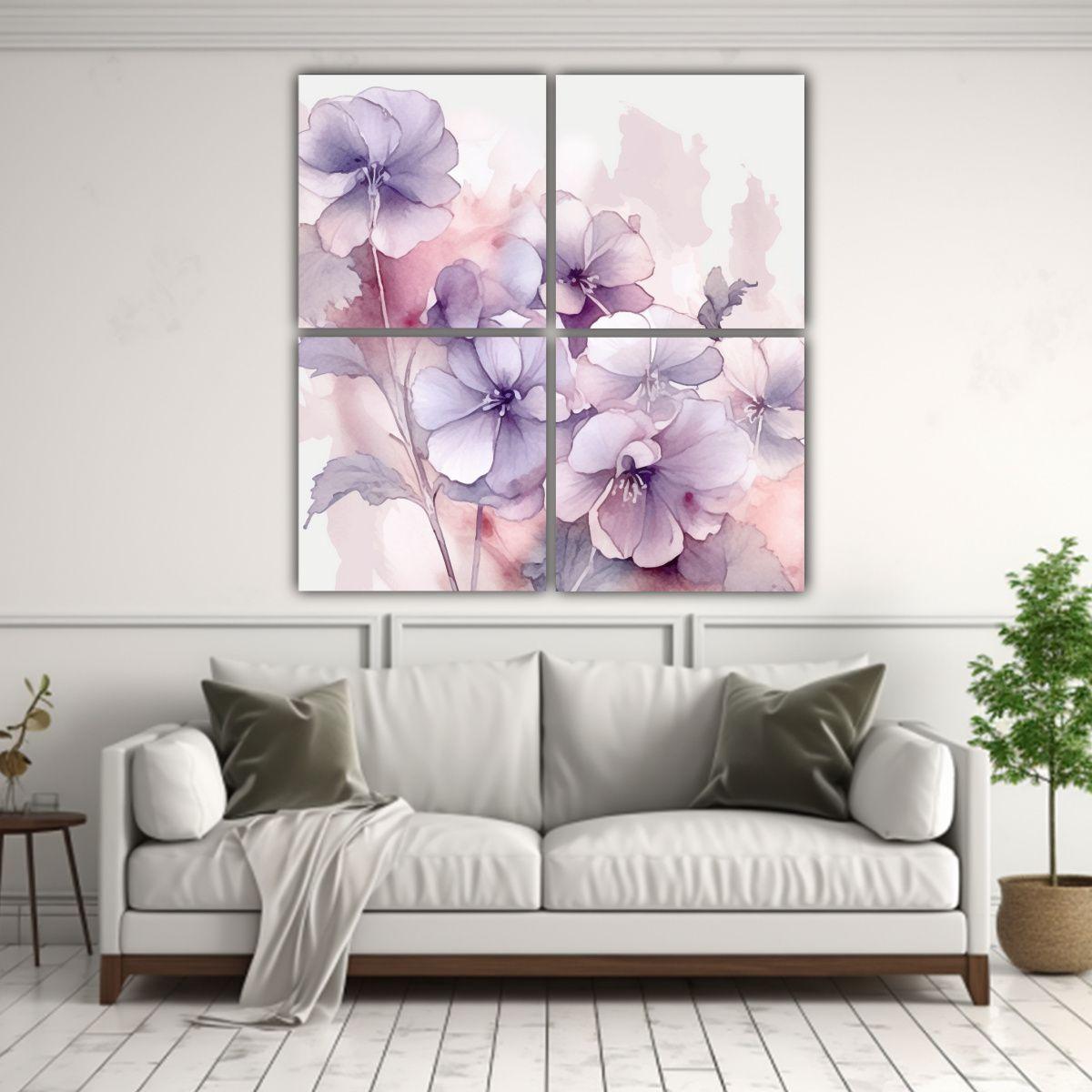 Cuadro Decoración Acuarela Equilibrio Flores 60x60 Cm-2