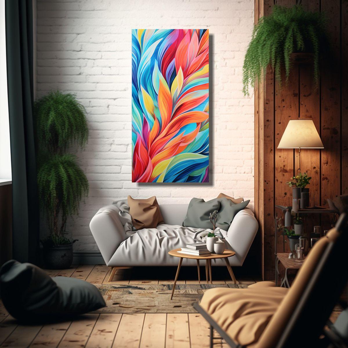 Cuadro Acuarela Naturaleza Viva Con Patrones 60x120cm-2