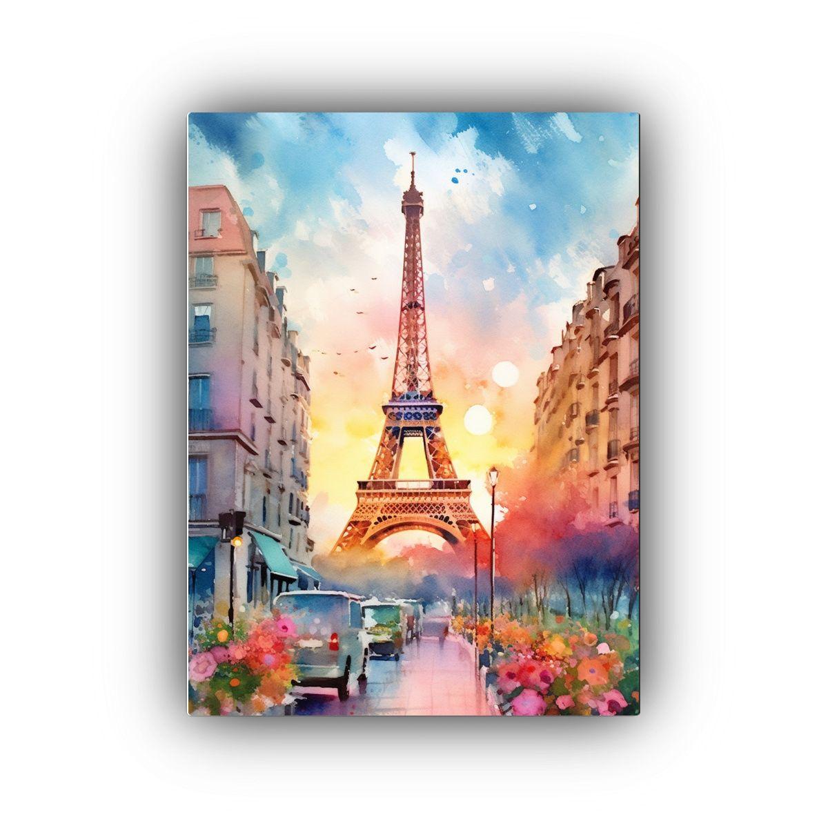 Pinturas Decorativas Acuarela De París En Lienzo 60x90cm-0