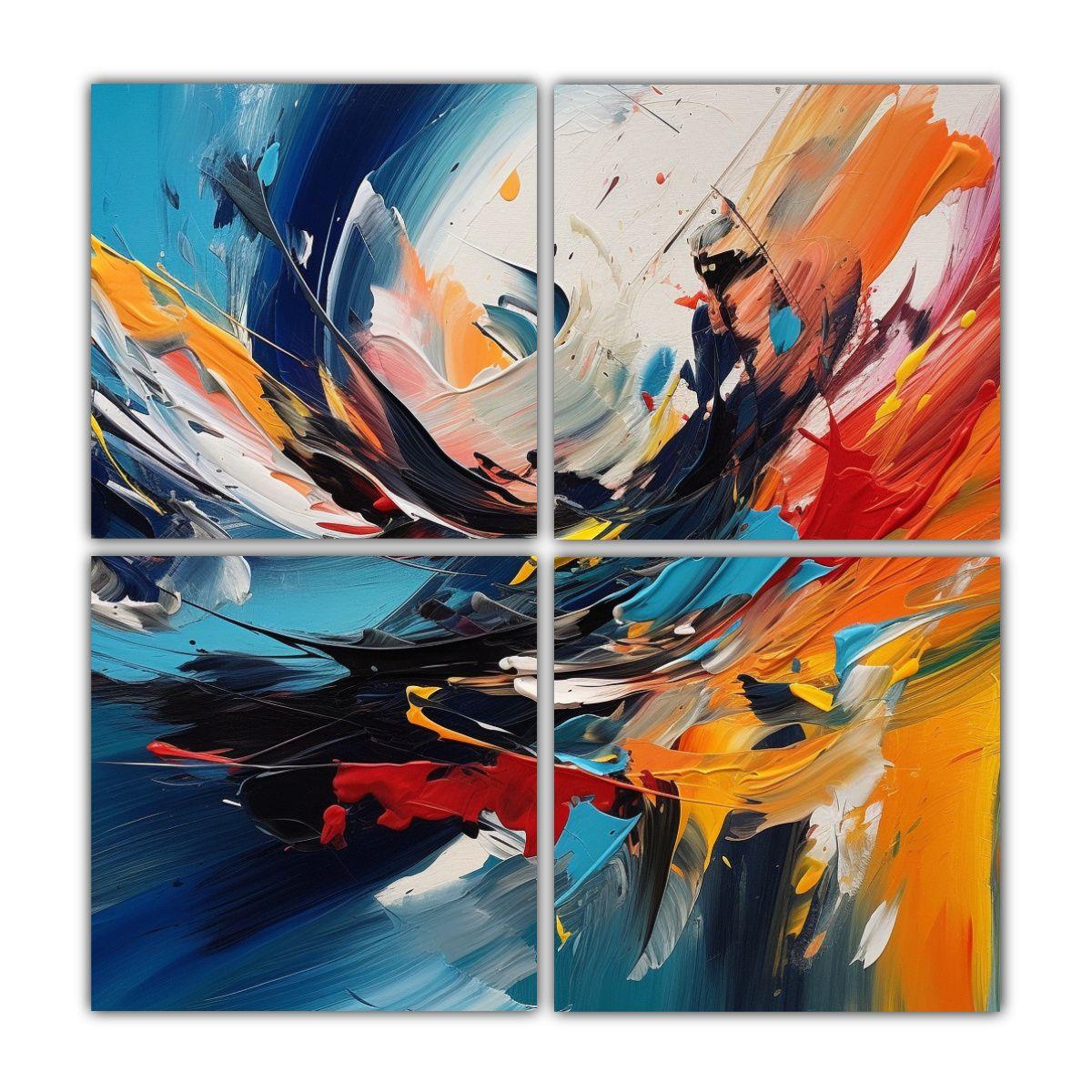 Cuadro Abstracto Con Colores Audaces Y Formas 140x140 Cm-0