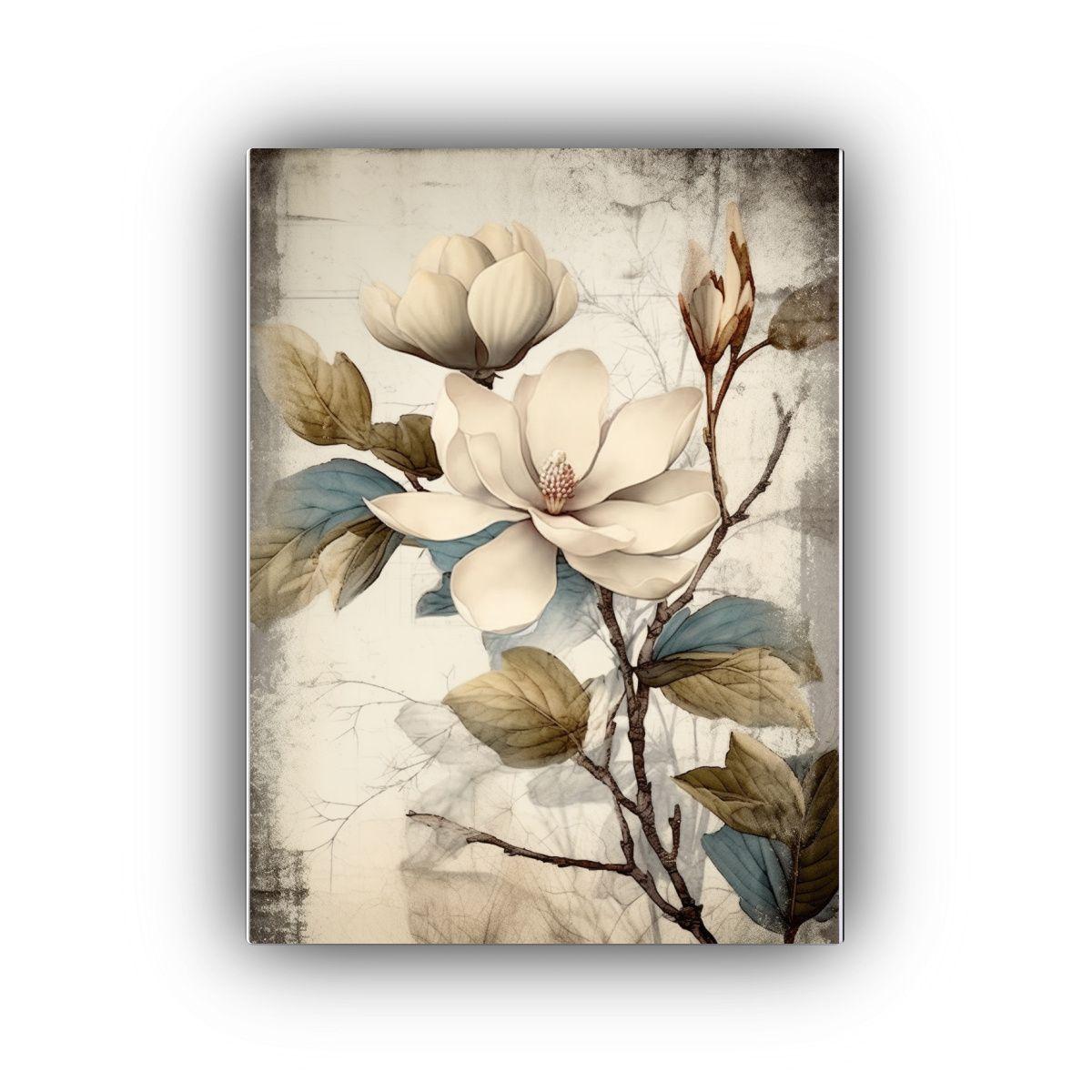 Pinturas Decorativas De Magnolias GOTH En Blanco 30x45cm-0