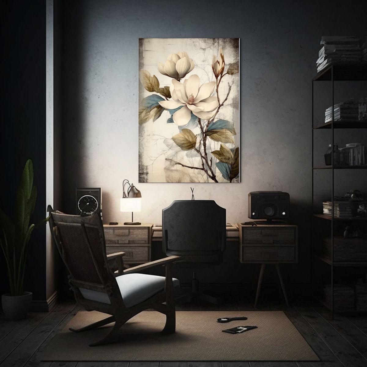 Pinturas Decorativas De Magnolias GOTH En Blanco 30x45cm-2