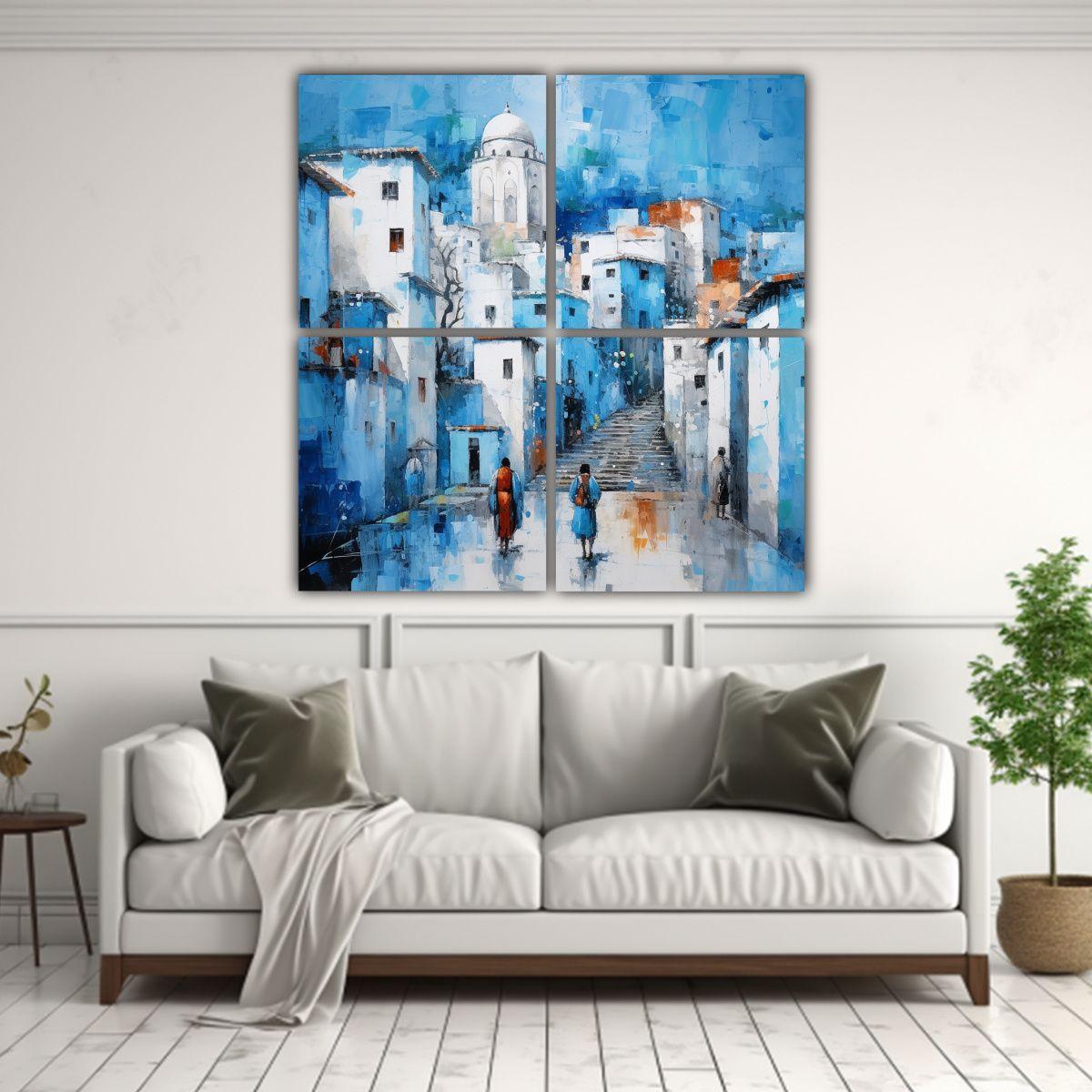 Cuadro Vanguardia Comedor Chefchaouen En Cuatro 180x180 Cm-2
