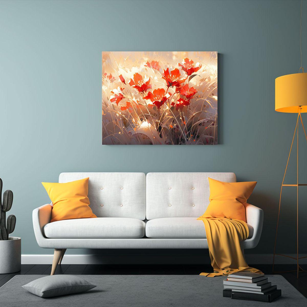 Cuadro De Flores En Tela En Bastidor Estilo 65x50cm-2