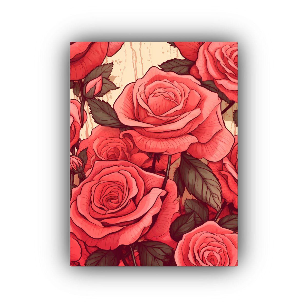 Cuadro Abstracto Representando Una Rosa, Dibujo A 50x75cm-0