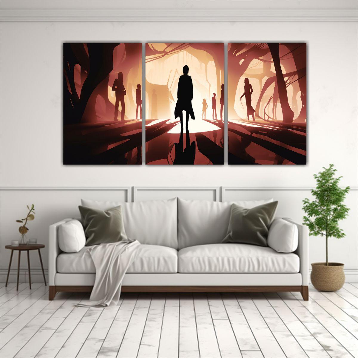 Cuadros Abstractos Con Siluetas Y Sombras 150x75 Cm-2