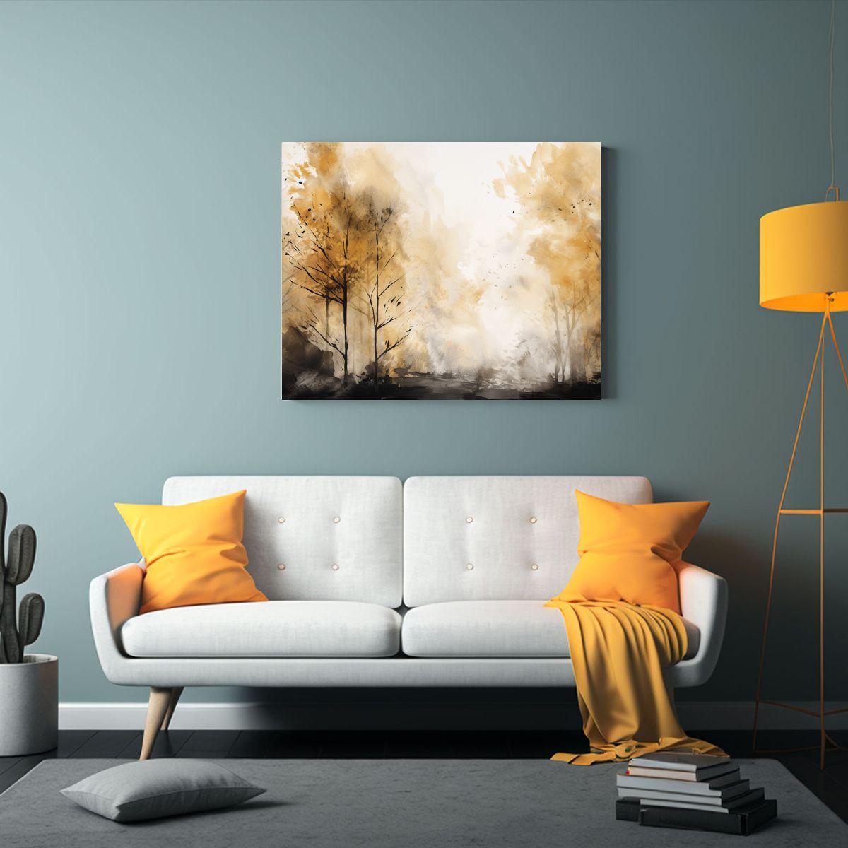 Lienzo Hermoso Multicolor Árbol En Bosque Abstracto En Colo 60x40cm-2