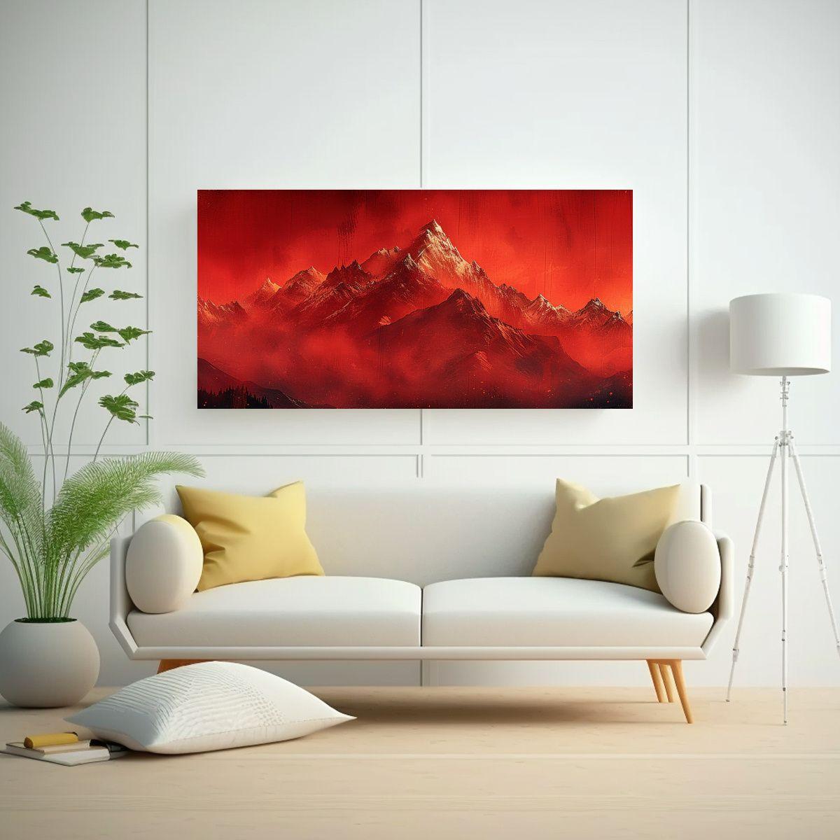 Cuadro De Montaña En Estilo Moderno Con 100x50cm-2