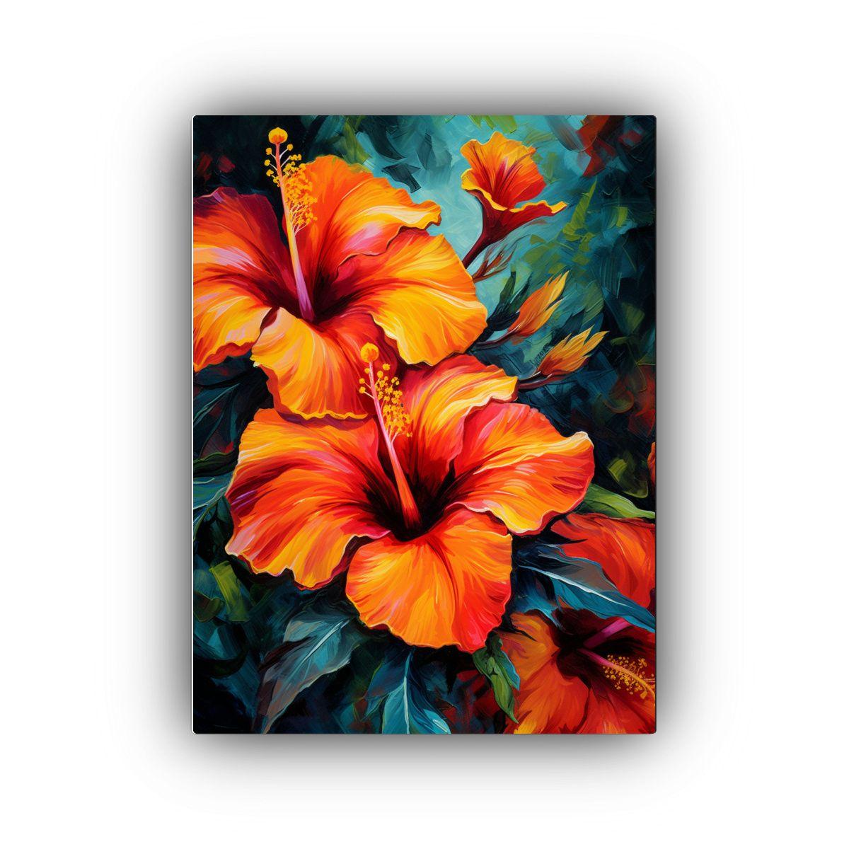 Pintura Floral Hawaiana En Estilo De Arte Lineal 30x45cm-0