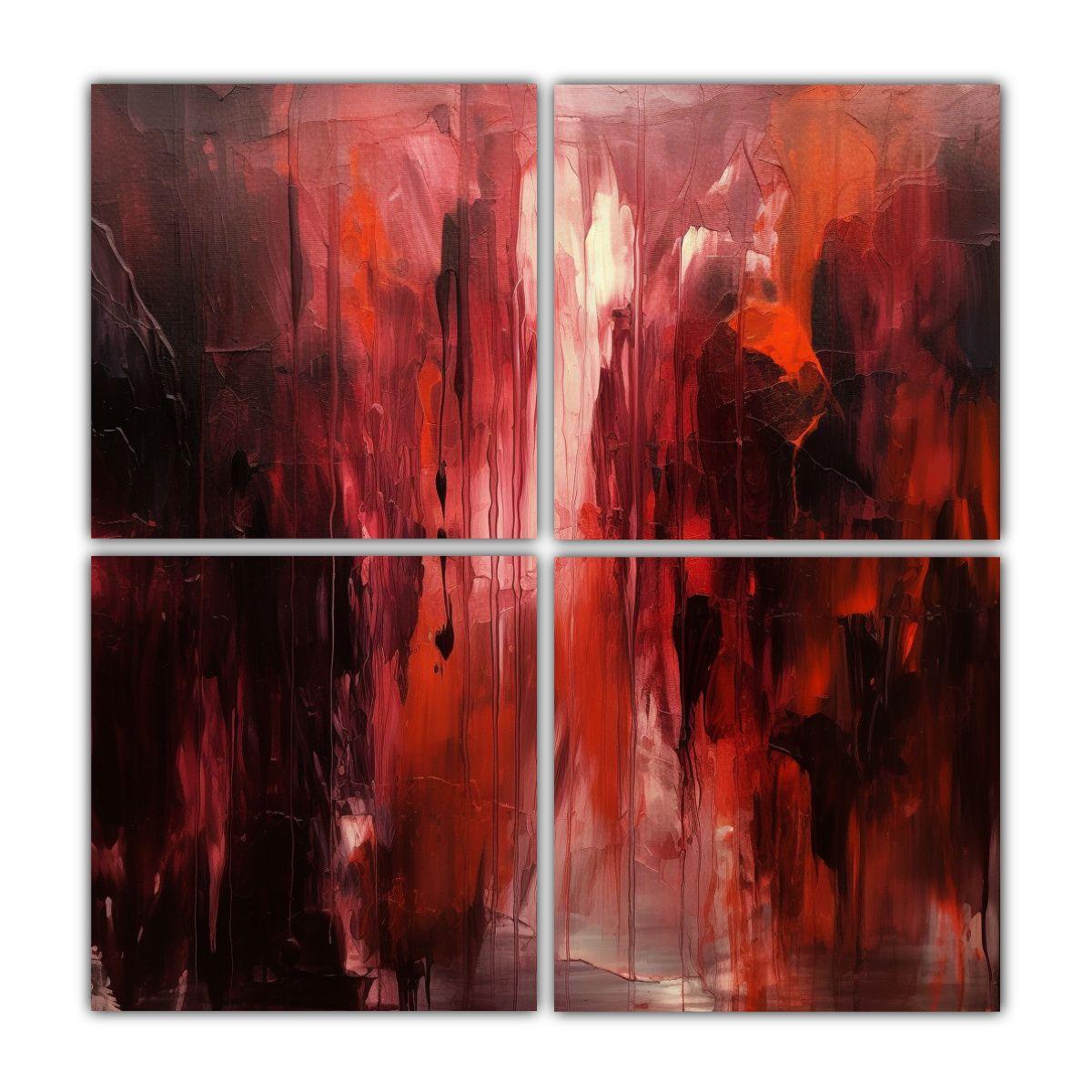Cuatro Composición Abstracta Con Tonos Profundos 100x100 Cm-0