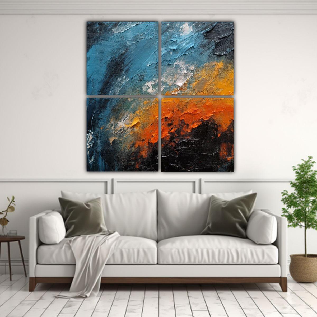 Cuadro Vanguardia Modernidad Textura óleo Grunge 140x140 Cm-2