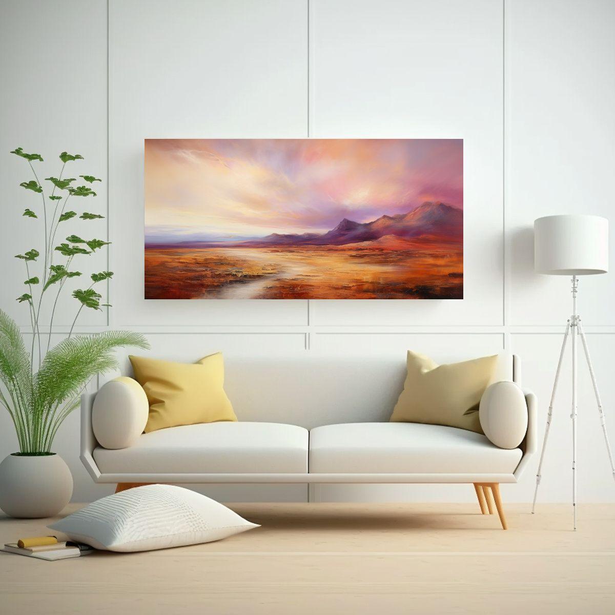 Paisaje Abstracto Con Arcoíris Y Colores Marrones 100x50cm-2