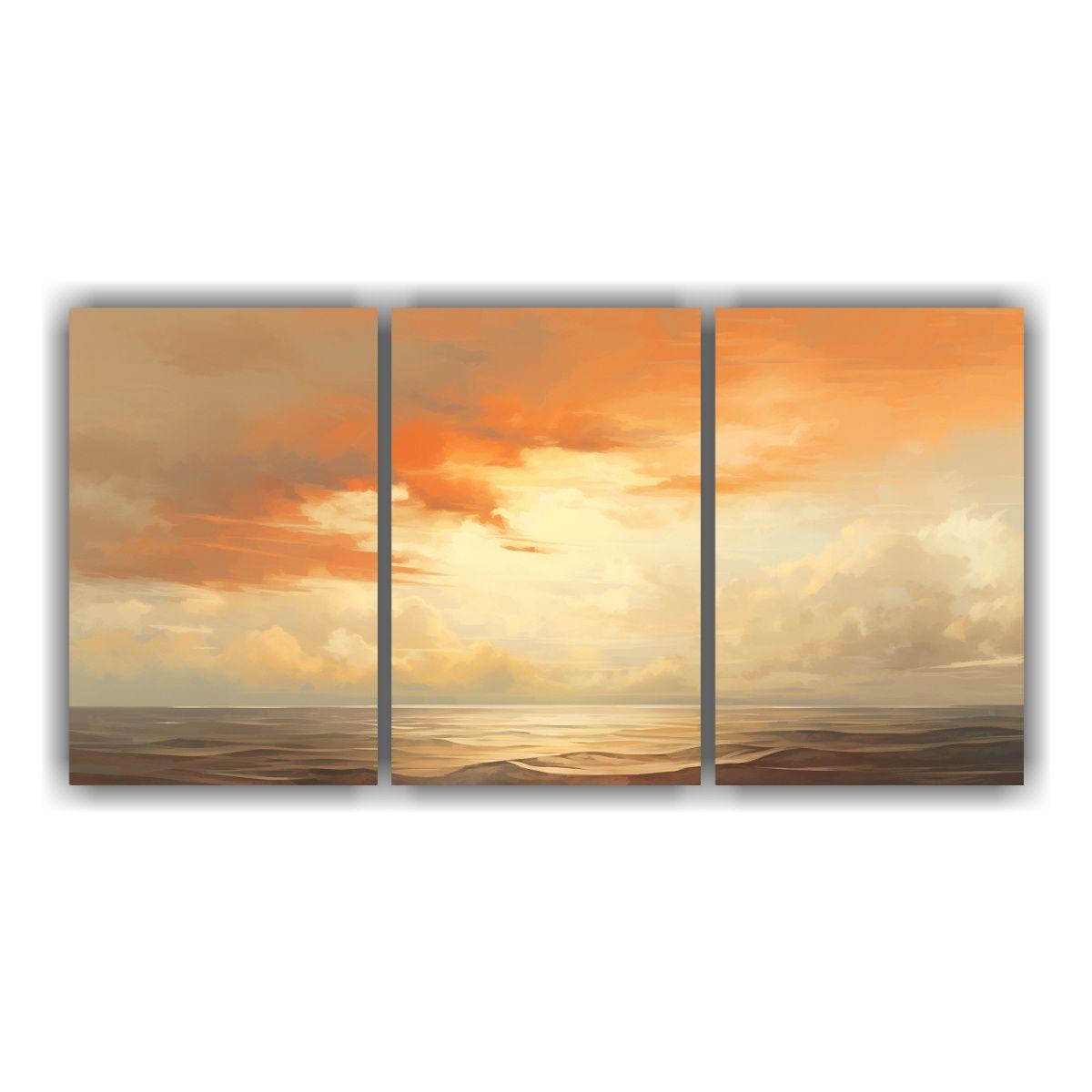Pintura Decorativa De Atardecer Costero Cálido 60x30 Cm-0