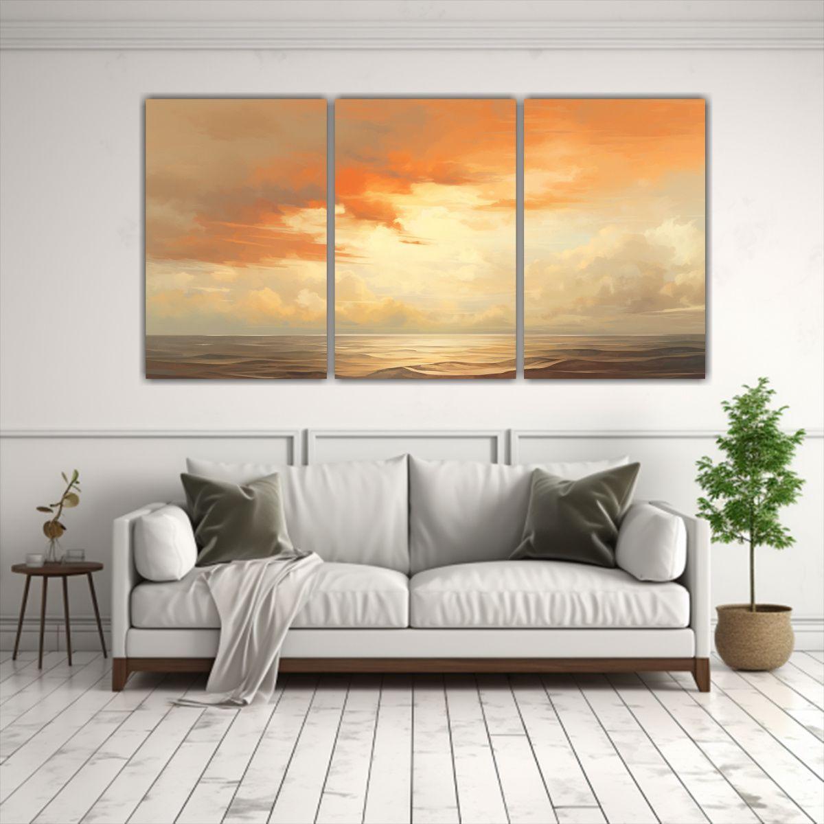 Pintura Decorativa De Atardecer Costero Cálido 60x30 Cm-2