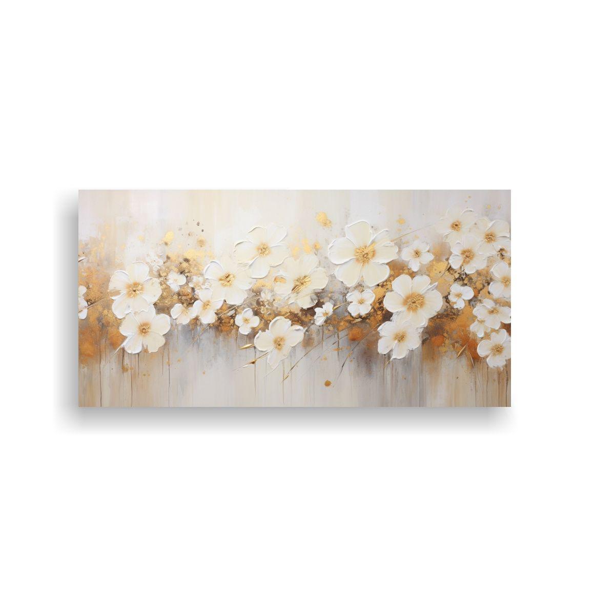 Pintura Acrílica Minimalista En Blanco Con 60x30cm-0