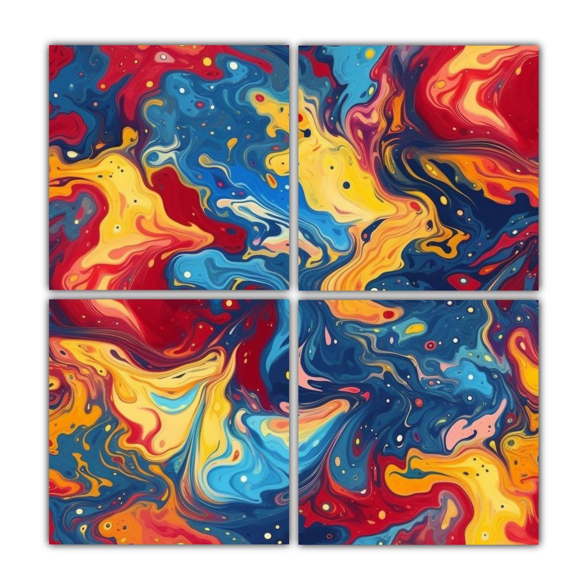 Cuadro De Lienzo Vintage Con Mezcla De Colores 140x140 Cm-0