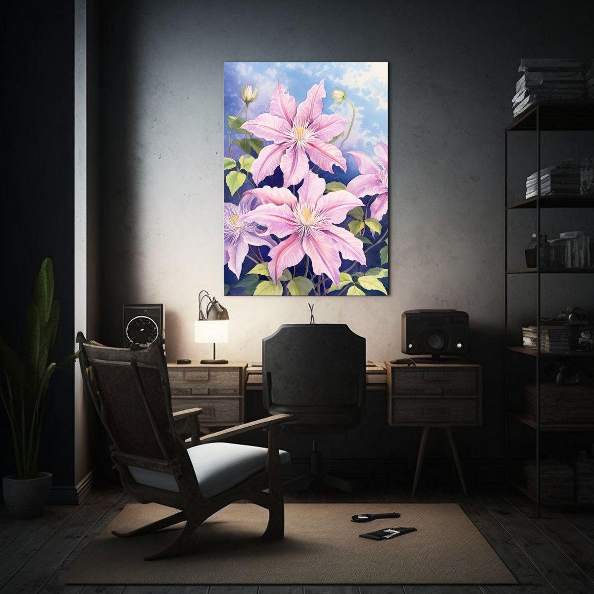 Pintura Decorativa Estilo Ukiyoe De La Flor De 30x45cm-2
