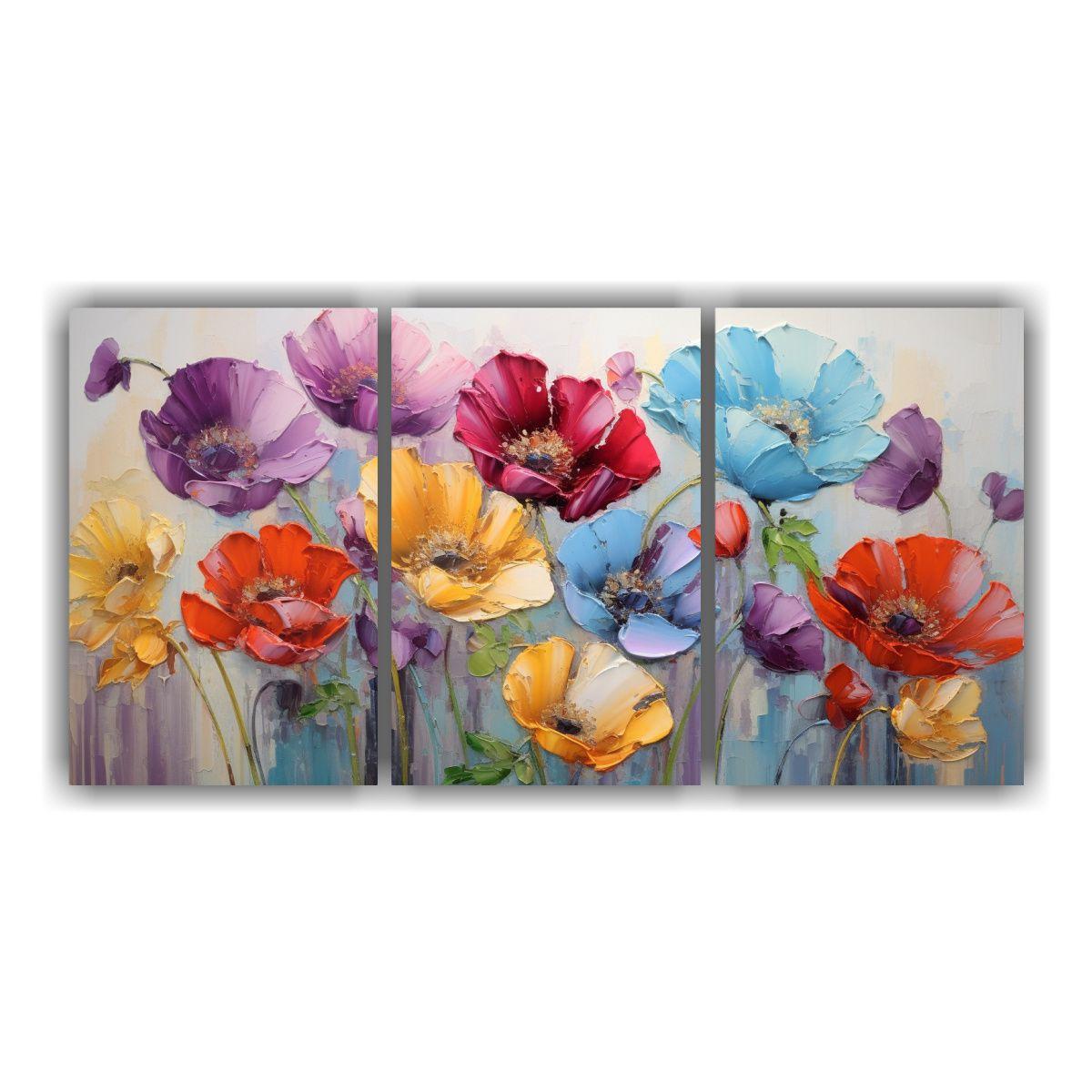 Set De 3 Telas En Bastidor Horizontal De Relieve 150x75 Cm-0