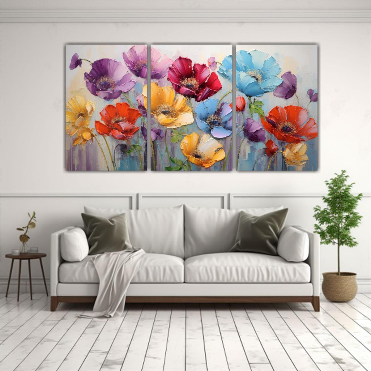 Set De 3 Telas En Bastidor Horizontal De Relieve 150x75 Cm-2