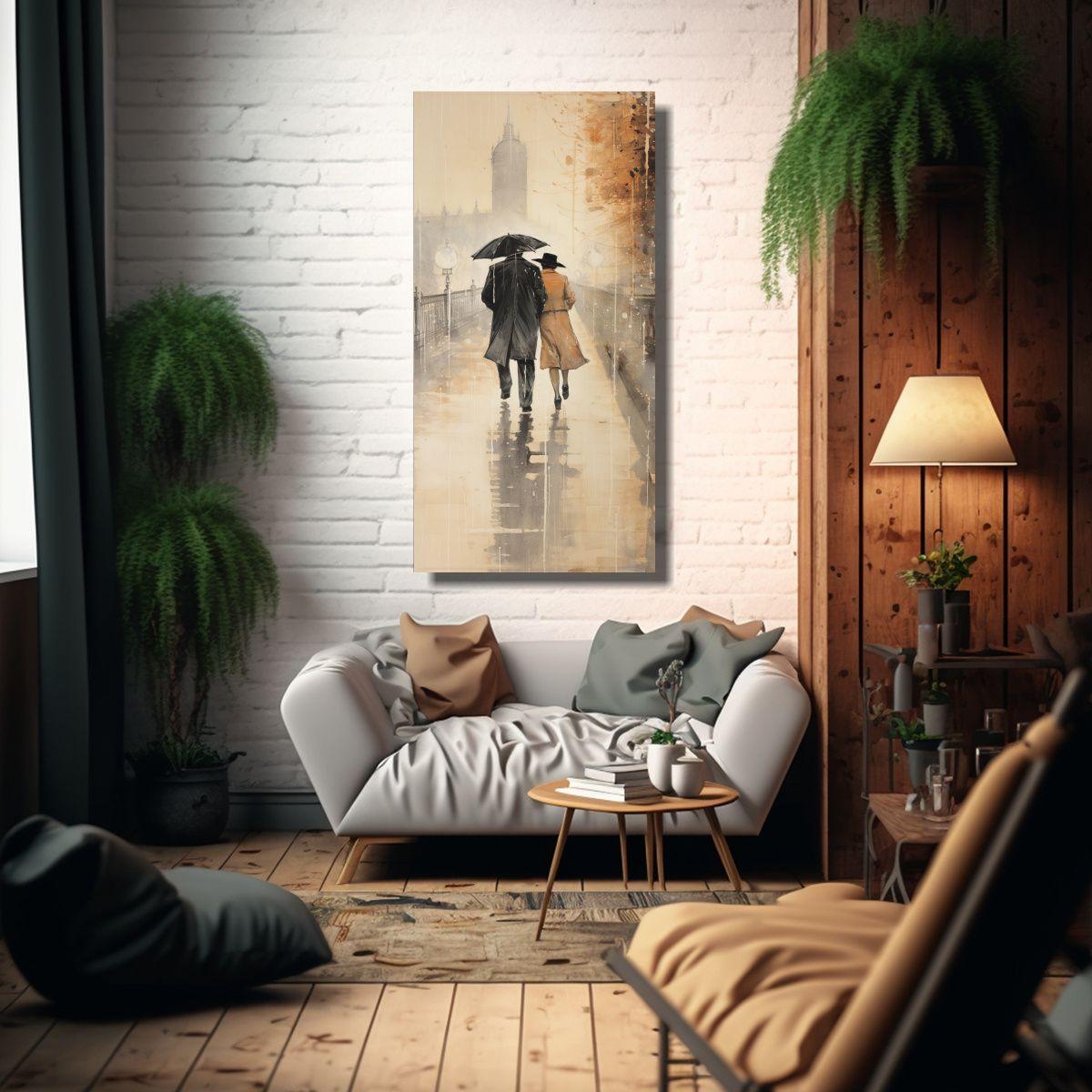 Cuadro Decorativo Pareja Caminando En El Puente 70x140cm-2