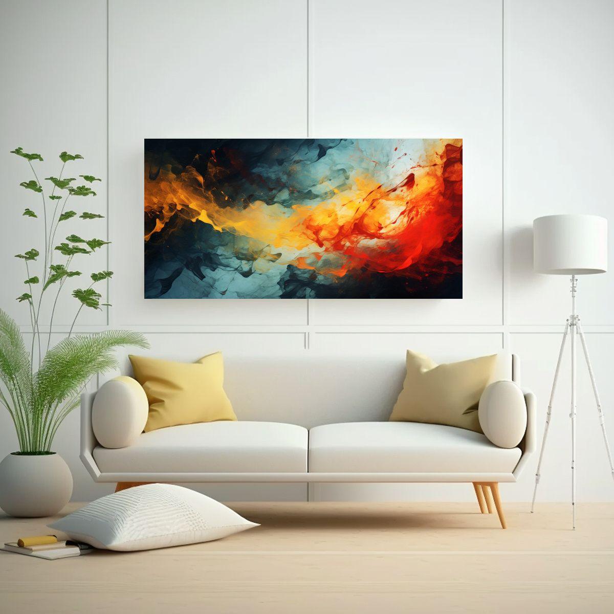 Cuadro Abstracto Composición De Colores Dinámica 160x80cm-2