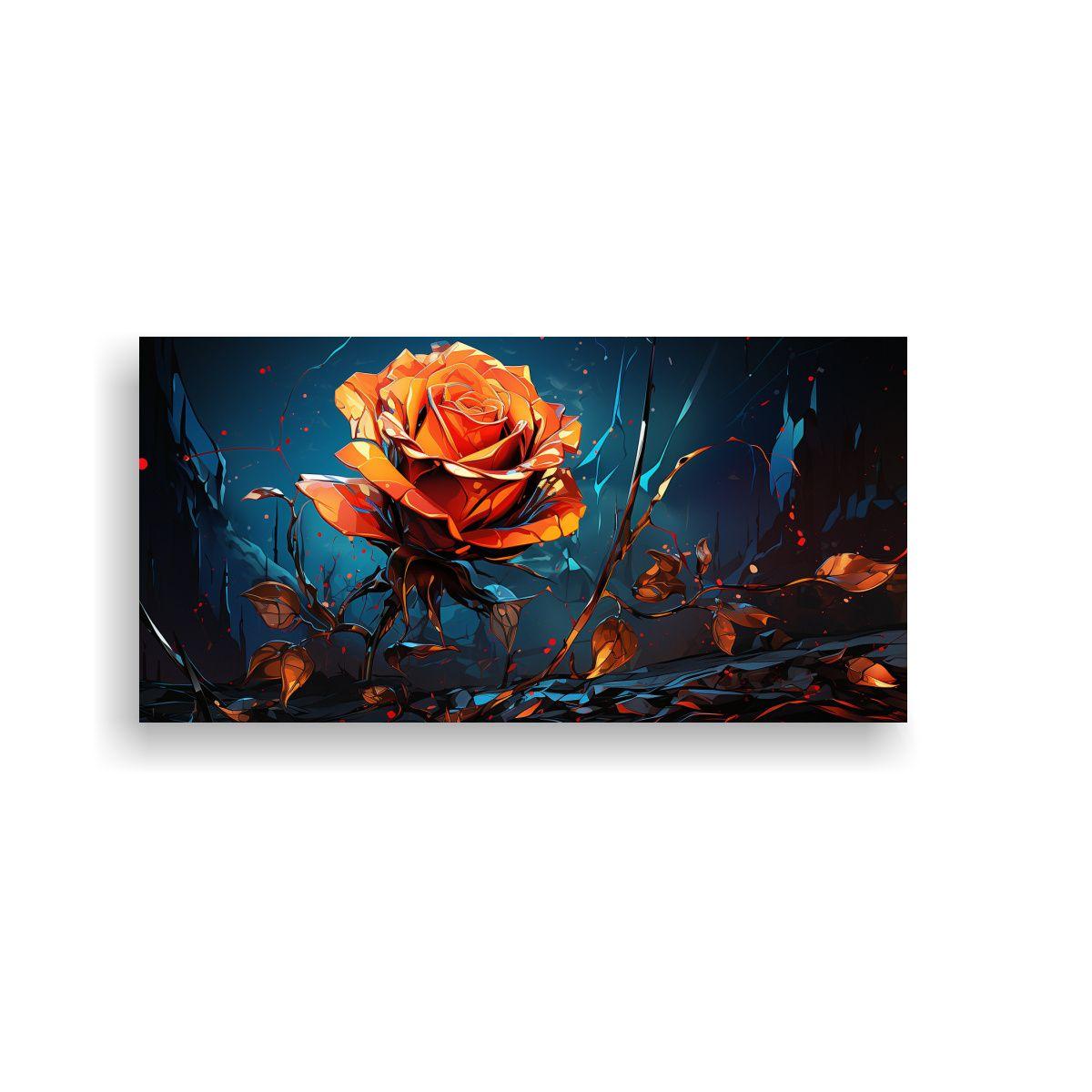 Cuadro Abstracto De Una Rosa Que Desprende Arte 100x50 Cm-0