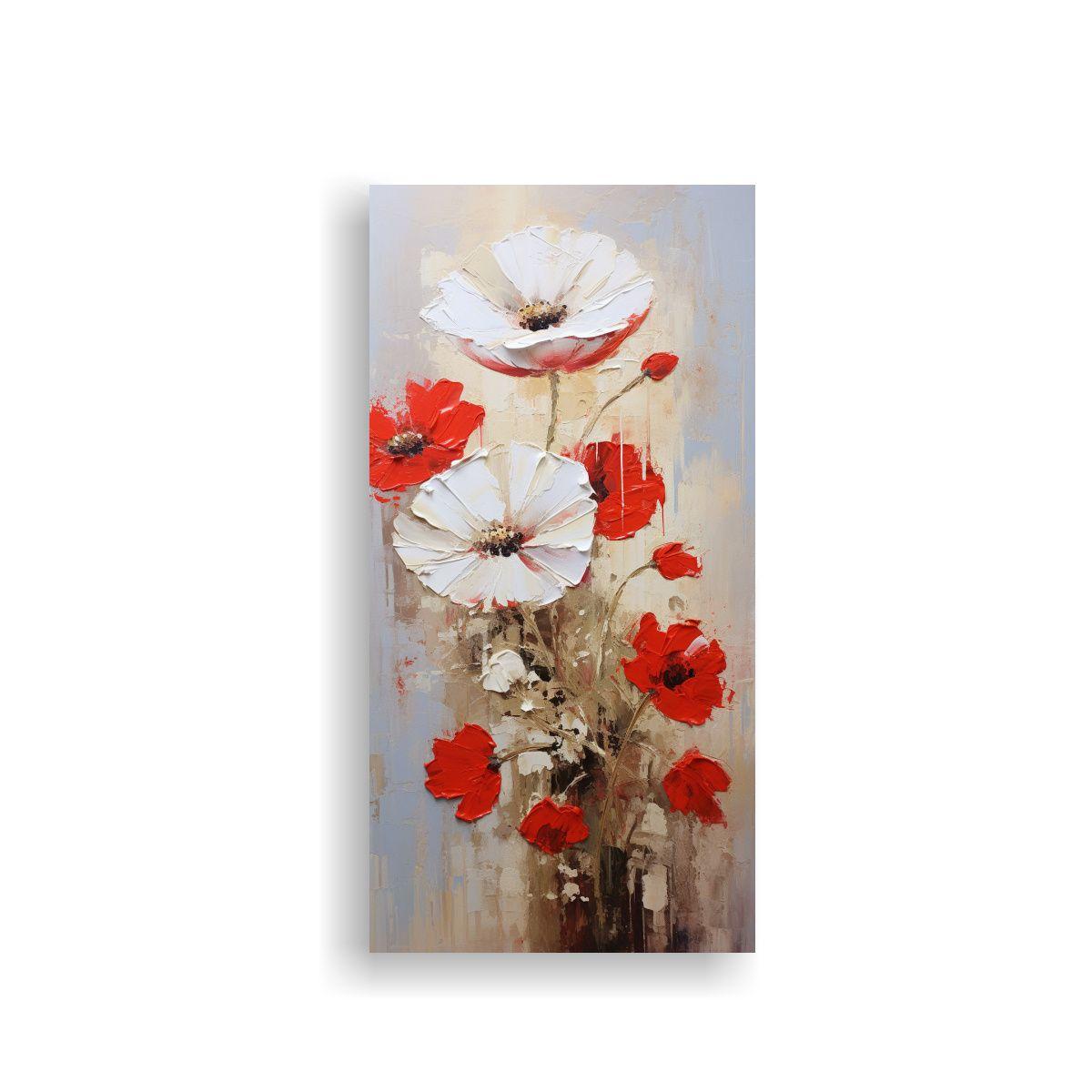 Pintura En Lienzo De Flores En Colores Blanco Y 20x40cm-0