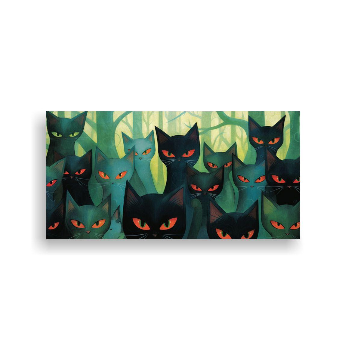 Pintura Impresionante De Gatos Negros Por Tom 140x70cm-0