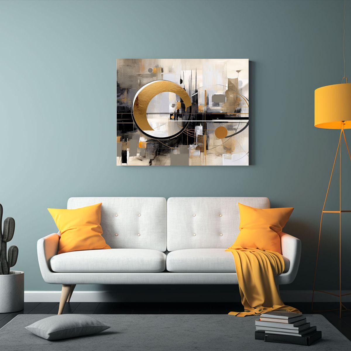 Pintura Digital En Blanco Y Negro Con Arte Abstracto Beige 60x40cm-2