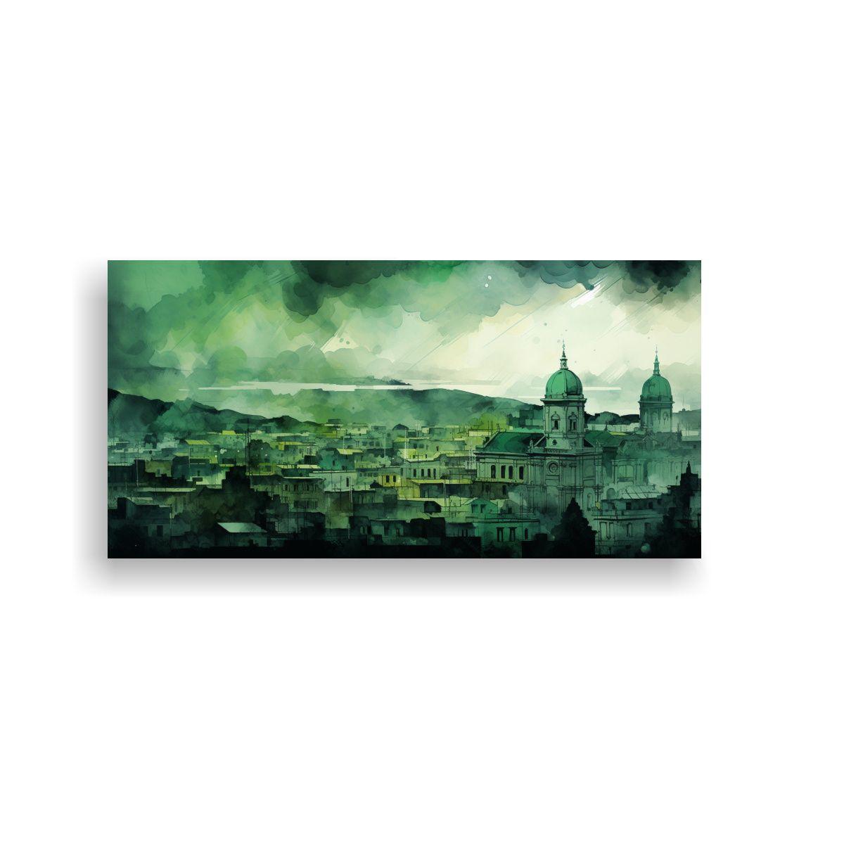 Cuadro En Relieve De Santiago En Acuarelas Y Color 80x40cm-0