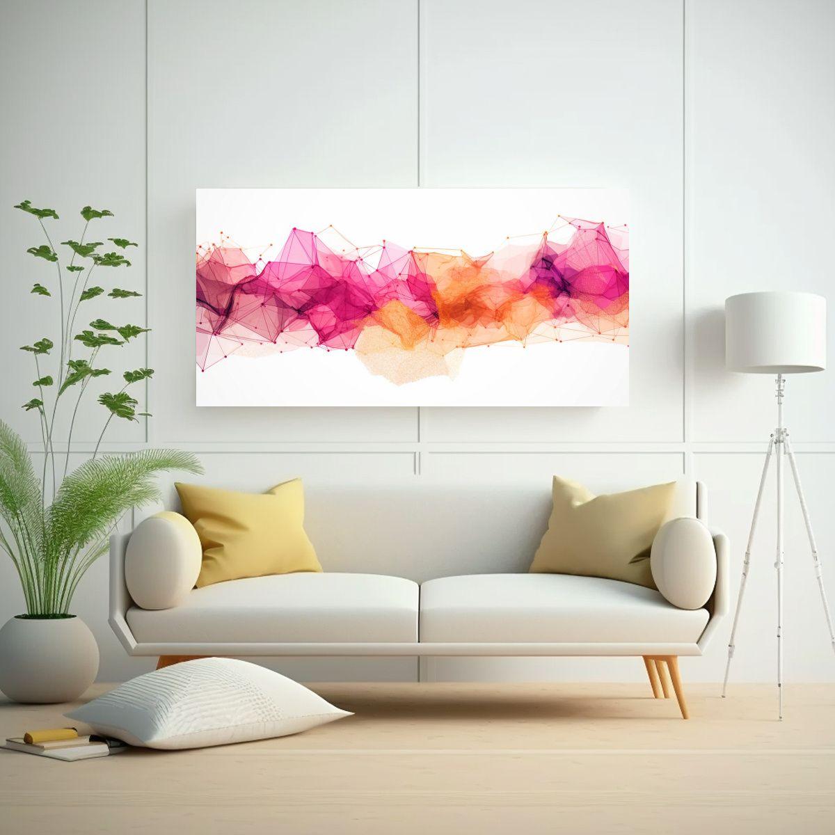 Cuadros Decorativos Abstractos Rosados Y Dorados 140x70cm-2