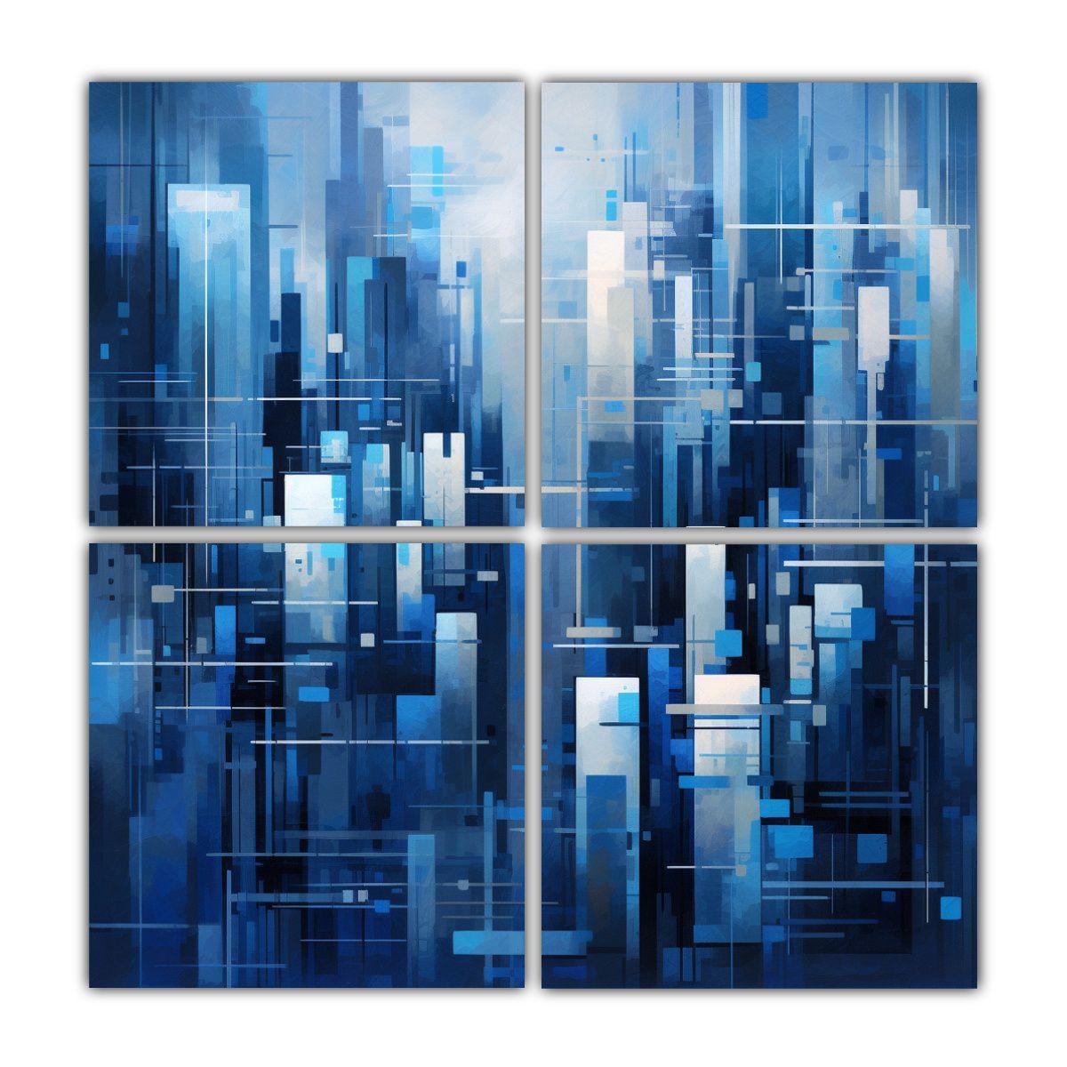 4 Cuadro Tonos Elegancia Abstracta De Ciudad 120x120 Cm-0
