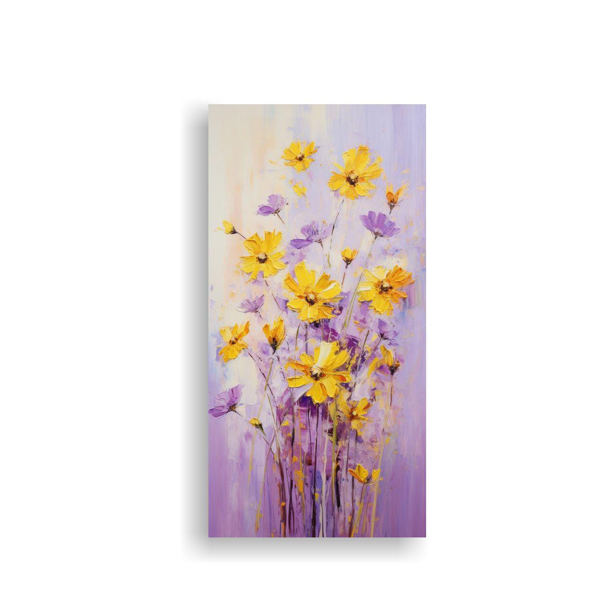 Pintura Lienzo Intensidad Amarillo Y Púrpura 70x140cm-0