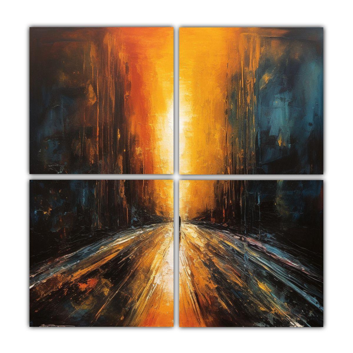 Pintura Inspirada En Cita: Cuadros Tonos Obra 40x40 Cm-0