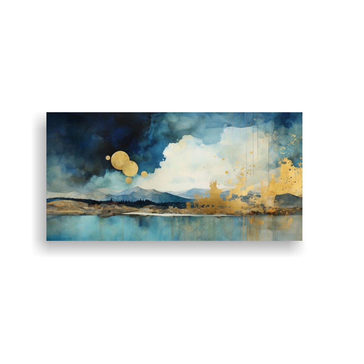 Cuadro Tela Bastidor Diseño Naturaleza Viva Azul 80x40cm-0