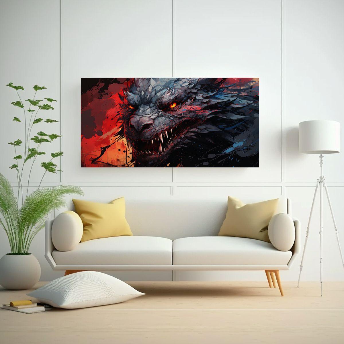 Cuadros De Dragón Rojo En Estilo Galería: Arte 160x80 Cm-2
