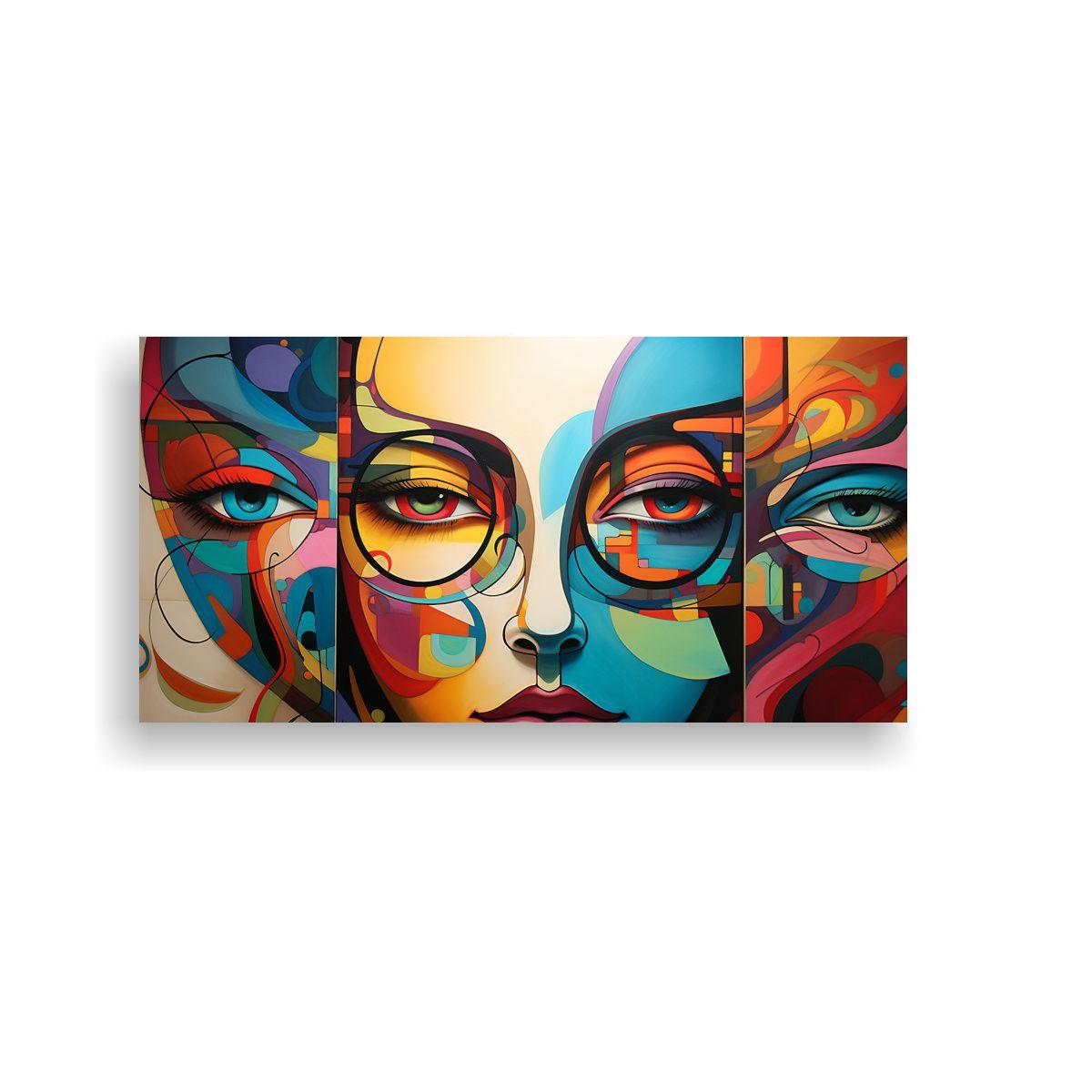 Cuadro Surrealista Pinturas Caras Abstractas 120x60cm-0