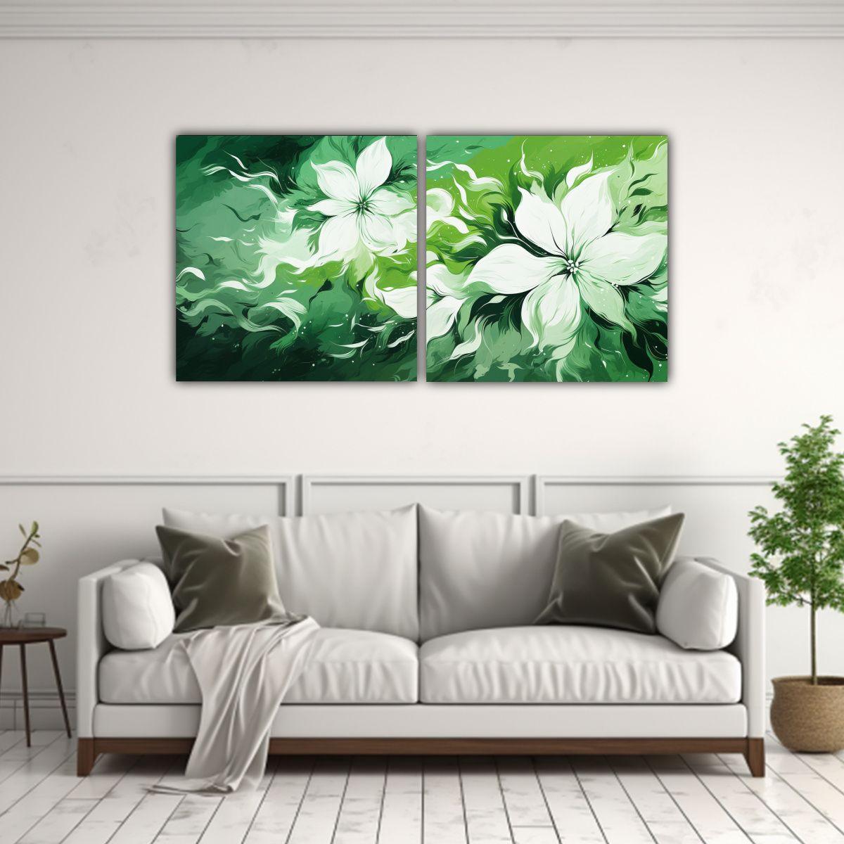 Lienzos De Tela Diseño Calidez Green AND White 140x70 Cm-2