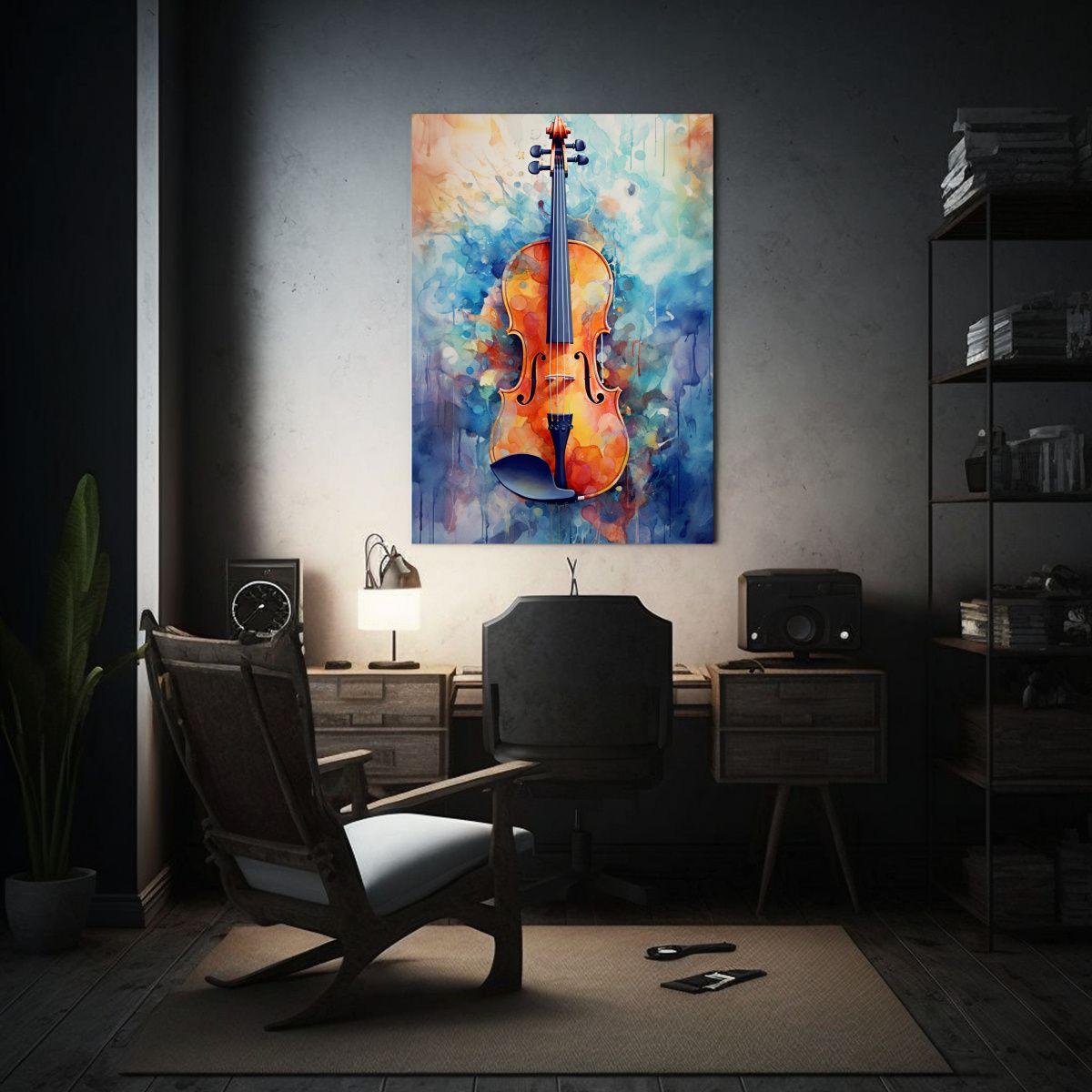 Pintura Al Agua Con Violín En La Pared, Estilo 20x30cm-2