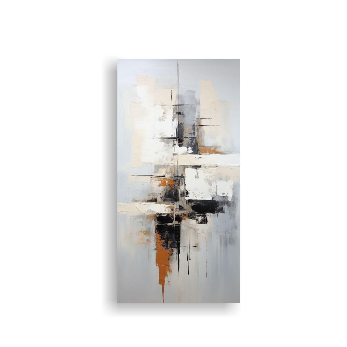 Pintura Abstracta De Barco En Blanco Y Negro En 70x140cm-0