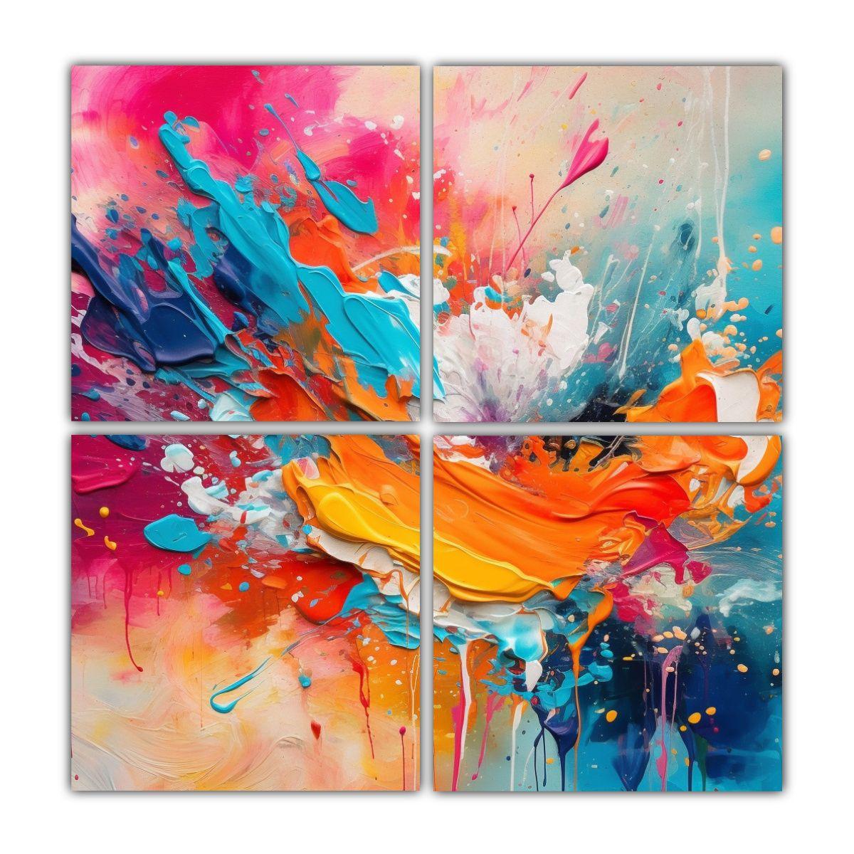 Cuadros Impreso Composición Dinámica Pintura 100x100 Cm-0