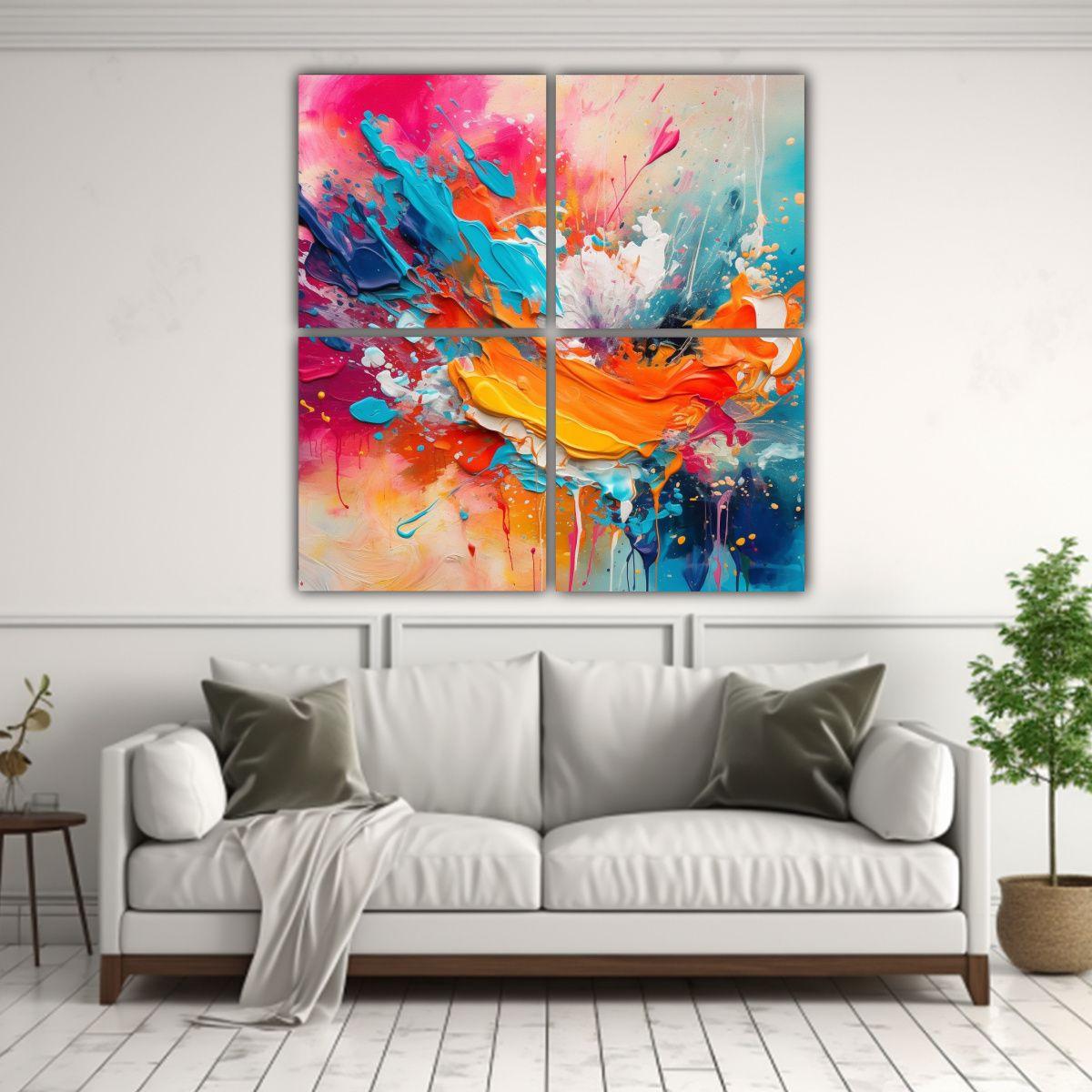 Cuadros Impreso Composición Dinámica Pintura 100x100 Cm-2