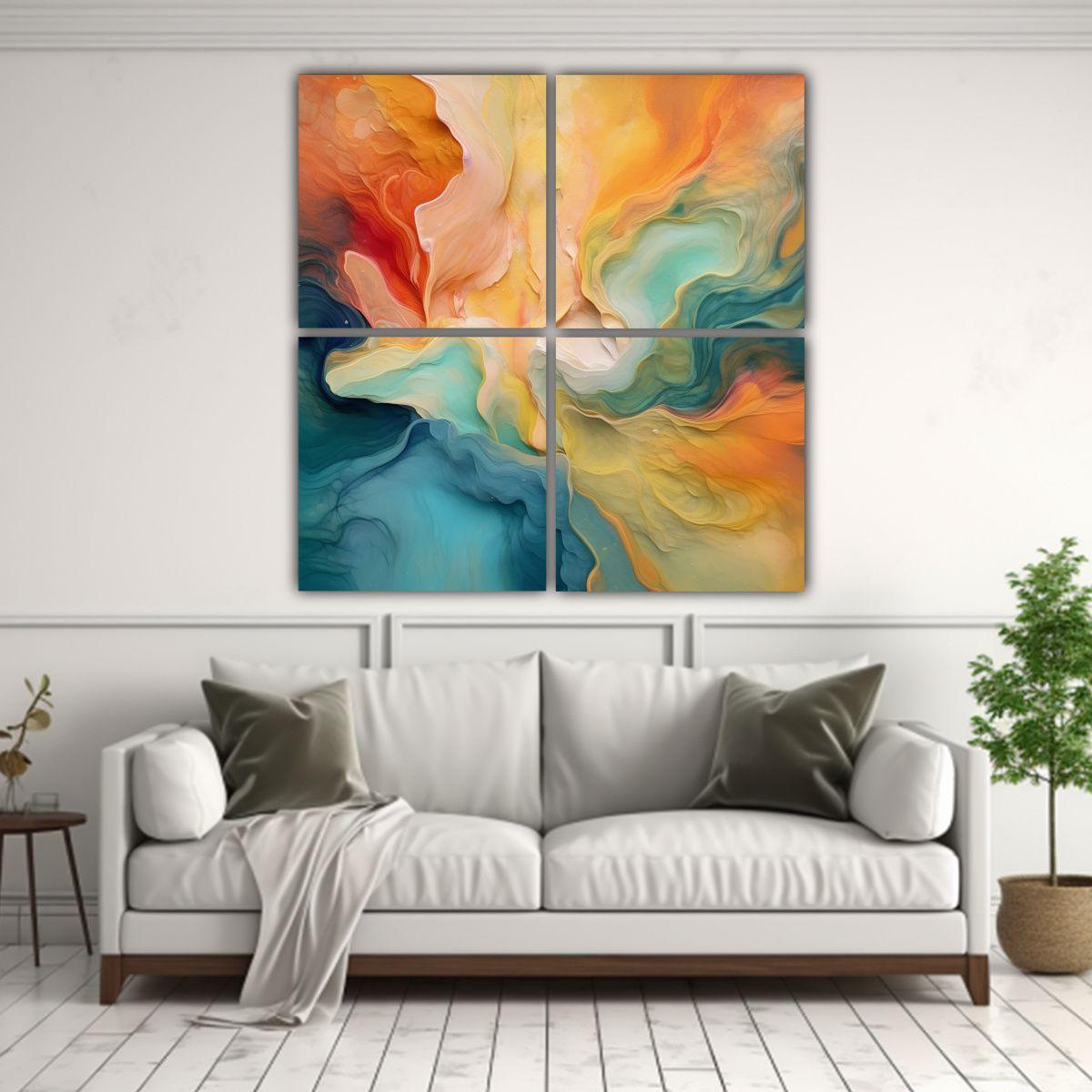 Cuatro Cuadros Vanguardia Modernidad Con Diseño 160x160 Cm-2