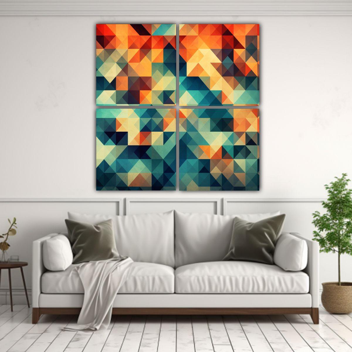 Cuadro Decorativo Patron Intenso Vida: 4 Pinturas 40x40 Cm-2