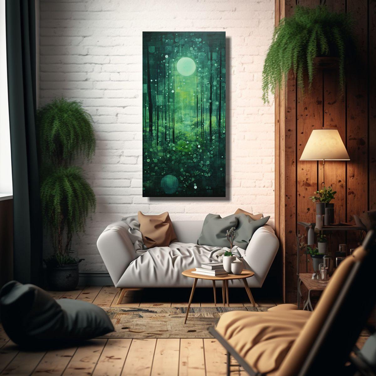 Cuadro Abstracto De Bosque En Verde 20x40cm-2