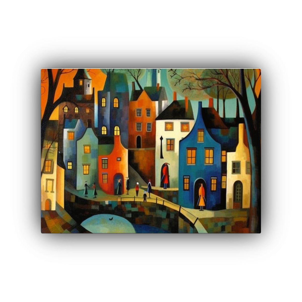 Pinturas Decorativas Estilo Medieval De Pueblos Cálidos En  50x40cm-0