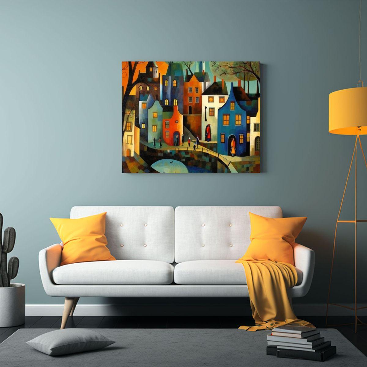 Pinturas Decorativas Estilo Medieval De Pueblos Cálidos En  50x40cm-2