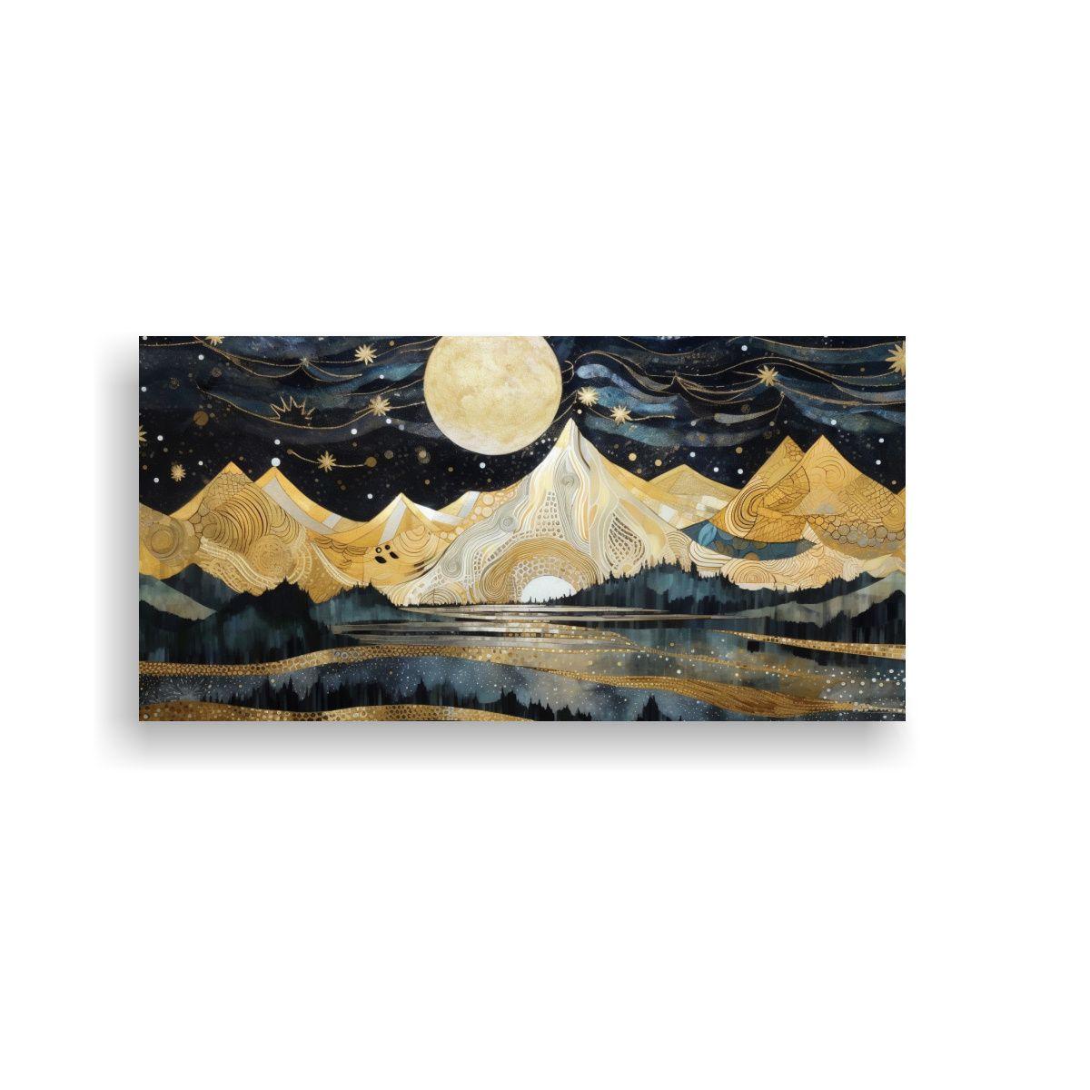Cuadro Decorativo: Noche En Las Montañas Con Luna 80x40cm-0