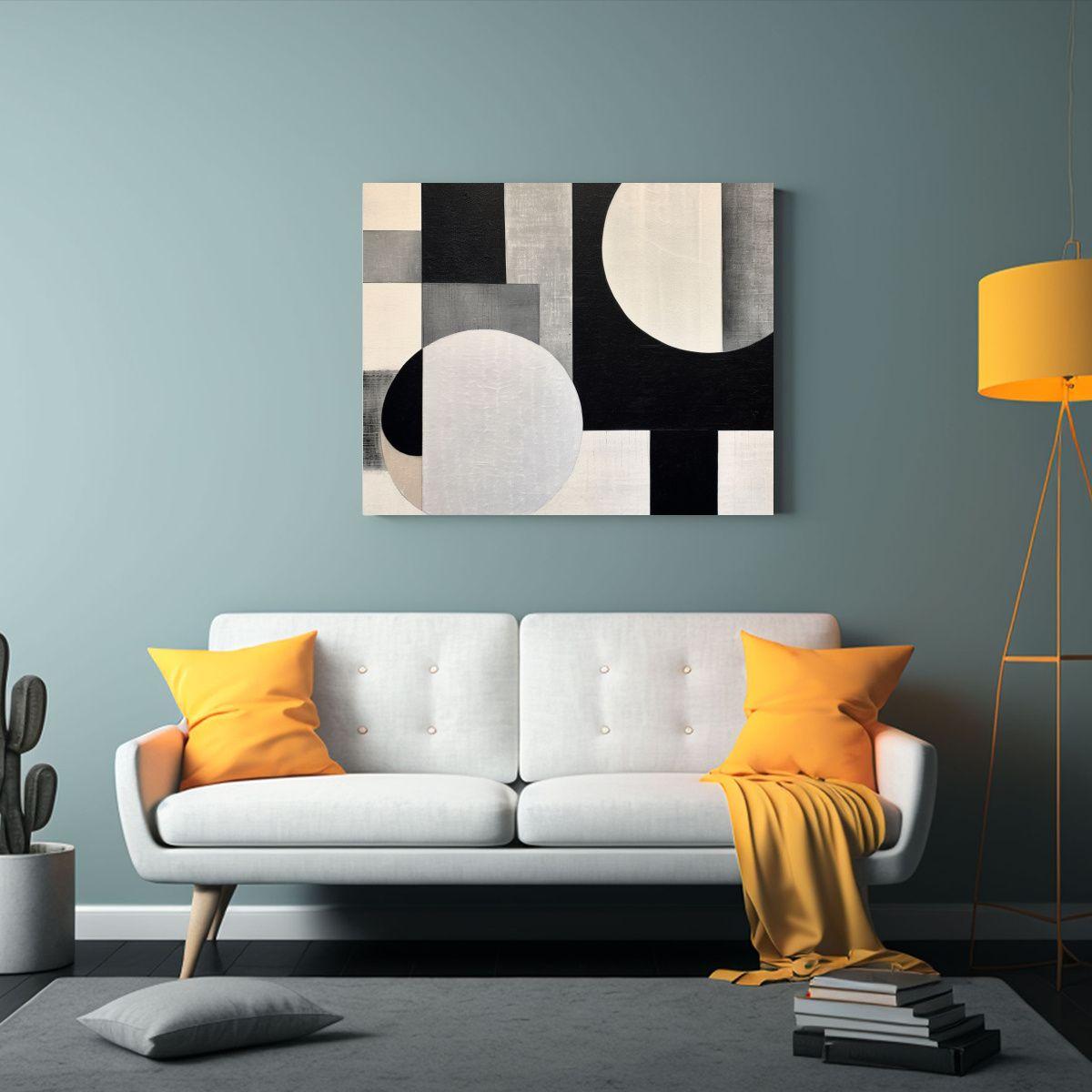 Cuadro Abstracto Geométrico Para Decoración Minimalista. 50x40cm-2