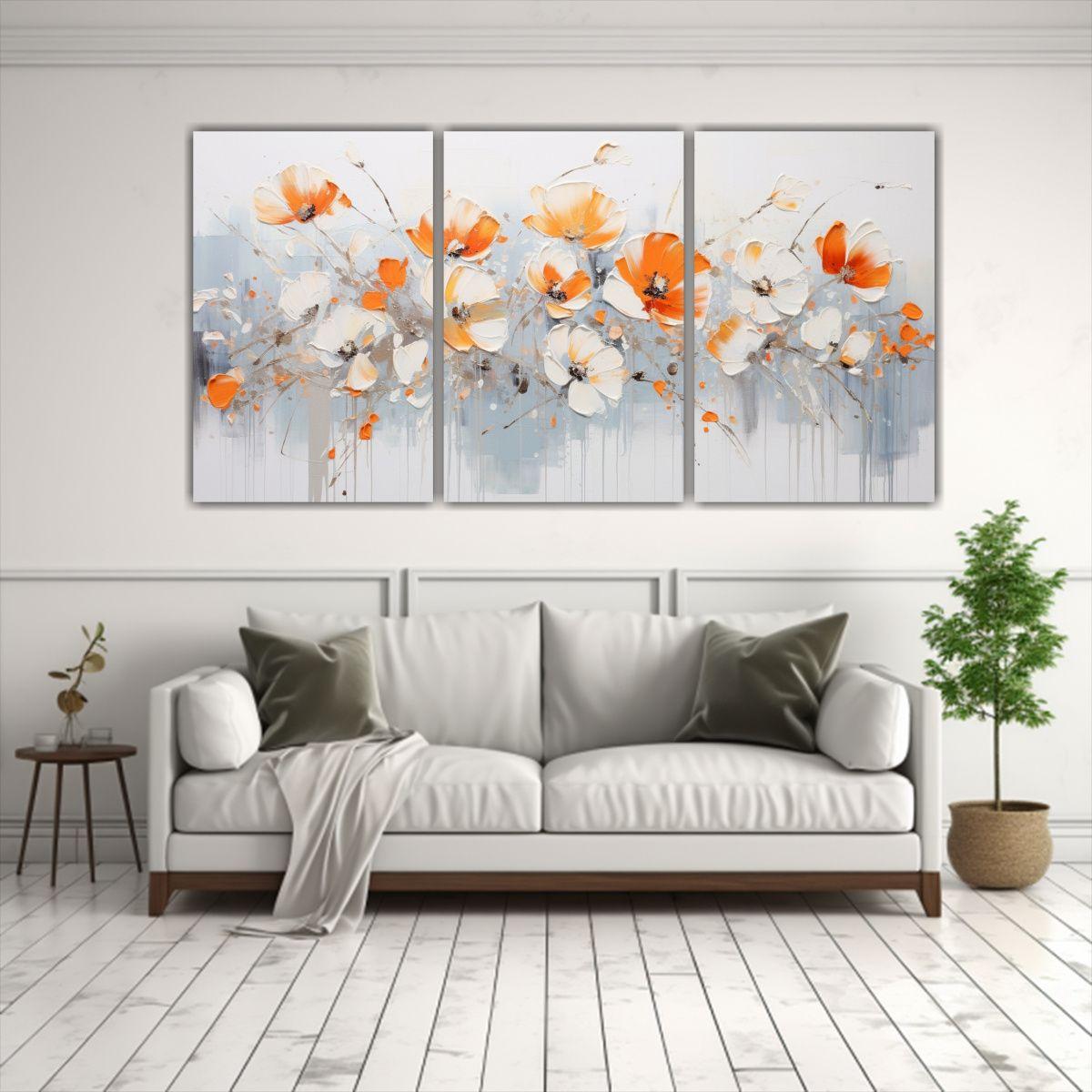 Conjunto De 3 Lienzos Abstractos De Tela Pintura 120x60 Cm-2